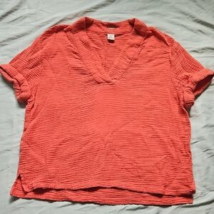 Magaschoni Textured Coral Blouse, 100% Organic Cotton, Size M